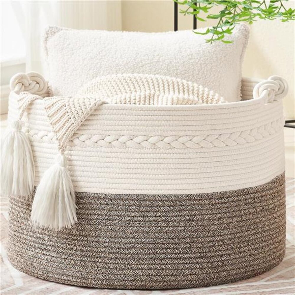 Large Blanket Basket (20"x13"),Woven Baskets for storage Baby Laundry Hamper - Picture 1 of 7